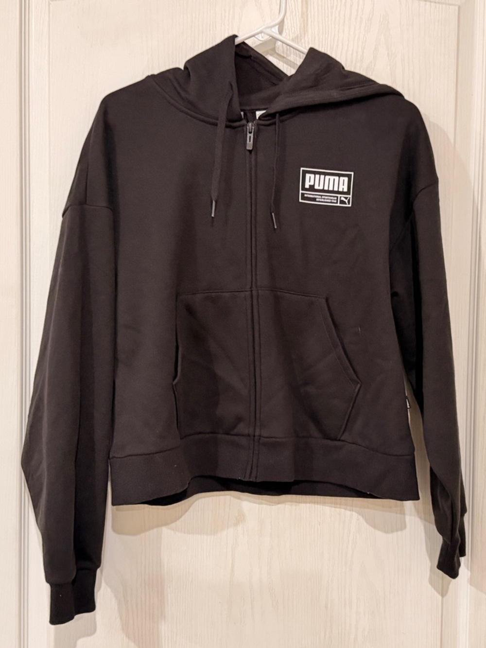 Puma Black Full-Zip Hoodie with Chest Logo